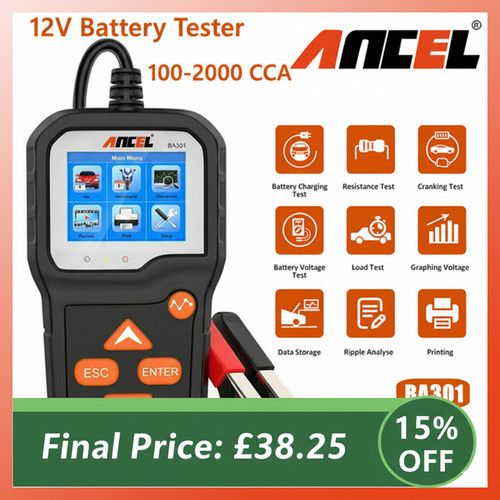 Auto Car Battery Tester Analyzer 100-2000 CCA Cranking Charging System 6V 12V UK