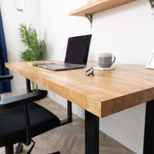 Solid Oak Office Desk 1500 x 800mm | Industrial Writing Table Home Workstation — image 6