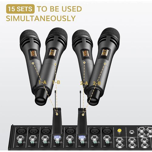 2PCS Wireless VHF Professional Microphone Handheld Mic System Karaoke w/Receiver — image 5
