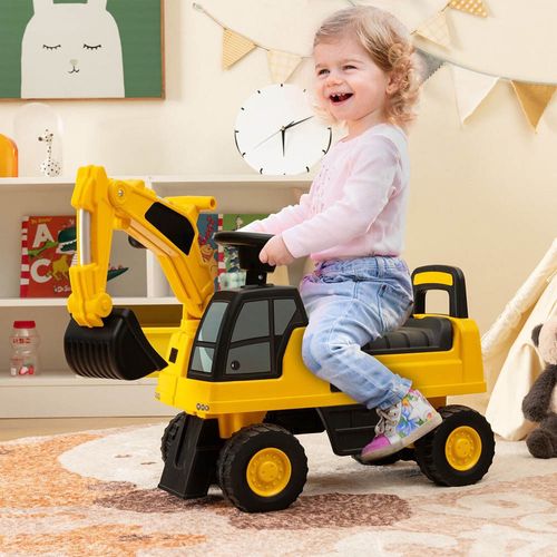 Yellow Ride-On Excavator - Rotatable Digging Bucket, Anti-Slip Wheels — image 4