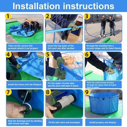Above Ground Commercial Grade Round Heavy PVC Fish Ponds for Outside Blue — image 6