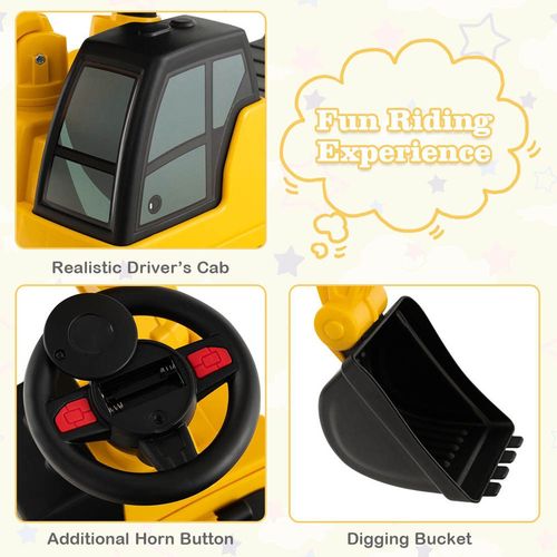 Yellow Ride-On Excavator - Rotatable Digging Bucket, Anti-Slip Wheels — image 6