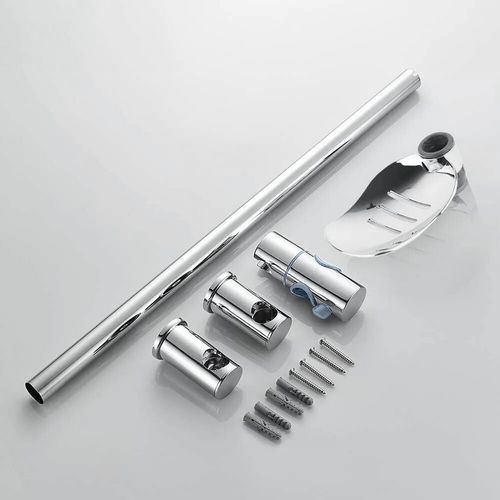 Shower Riser Rail Kit Adjustable Chrome Head Holder Bracket Bathroom Shower Rod — image 3