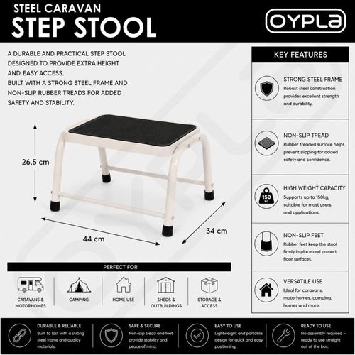 NEW! Single Caravan Step Stool Steel Non Slip Rubber Tread Safety — image 2