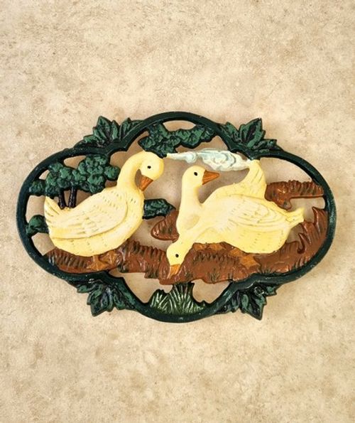 Vintage Cast Iron Farmhouse Geese Trivet Pot Stand Kitchenalia Decor