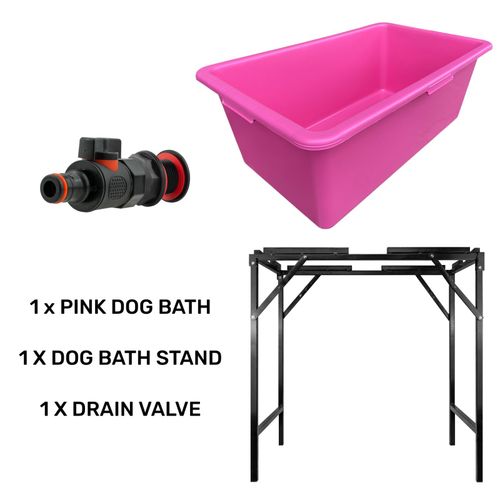 Dog Bath with Foldable Metal Stand & Drain Valve Grooming Tub up to Spaniel Size — image 3