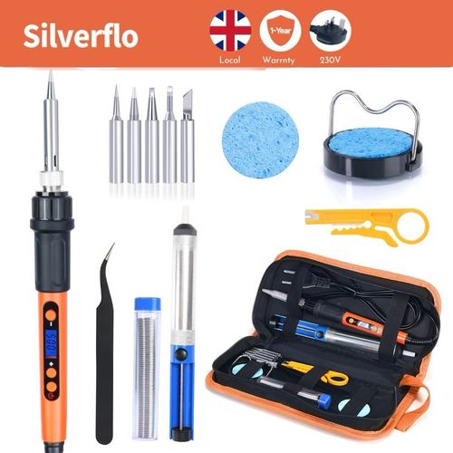 silverf1o 00W Soldering Iron Kit with LCD Adjustable Temperature Welding Tools — image 1