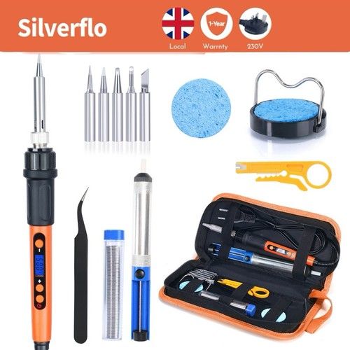 silverf1o 00W Soldering Iron Kit with LCD Adjustable Temperature Welding Tools