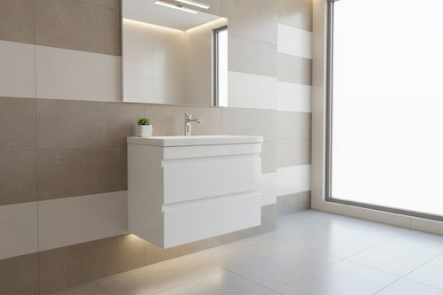 Gloss White Wall Hung Vanity Unit 500‑800mm Modern Bathroom Cabinet Basin — image 1