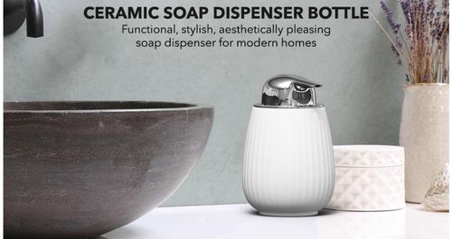 ZESPROKA Ceramic Soap Dispenser with Pump (12oz) Refillable Liquid Soap Bottle — image 10