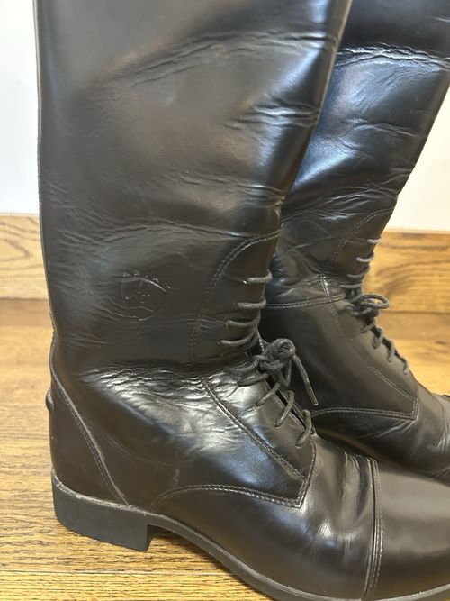 Ariat Long Leather Riding Boots Black Size 4.5 Excellent Condition Slim Leg — image 5