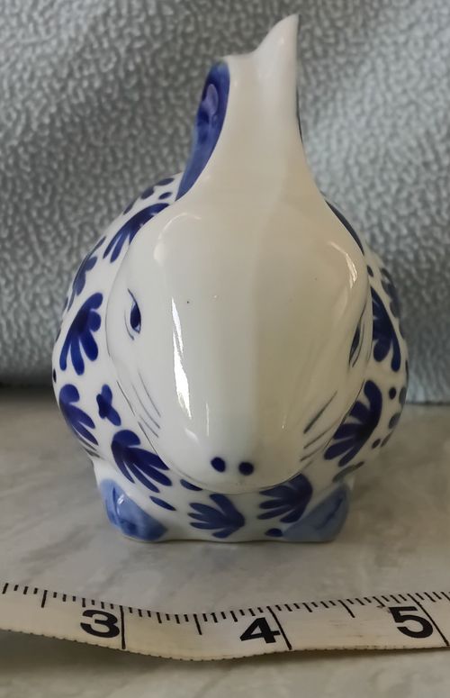 Ceramic blue and white patterned rabbit,bunny ornament, figure — image 2
