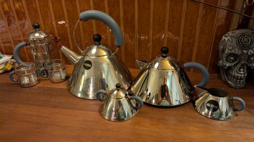 ALESSI MICHAEL GRAVES 7 piece set Kettle, Teapot, Cafetière, 2 Cups, Bowl & Jug — image 5