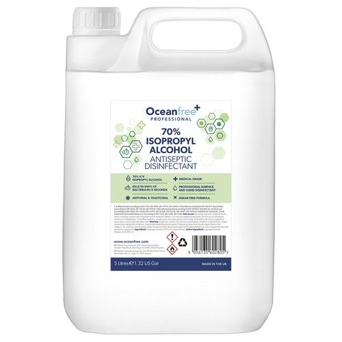 IPA Disinfectant Hand Sanitiser Sanitizer 70% Alcohol - 5L Litre - Ocean Free