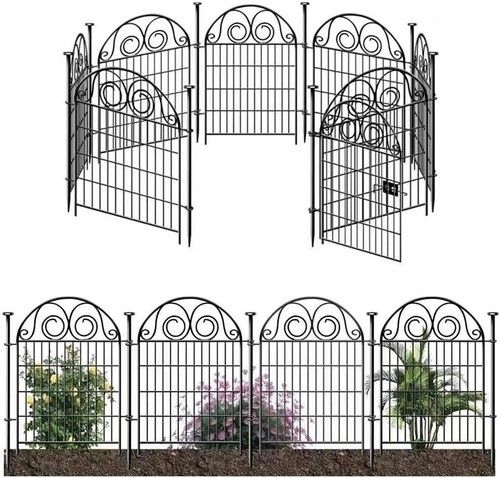 32"x 24ft Garden Fence with Gate Rustproof Metal Wire Animal Barrier Dog Fencing
