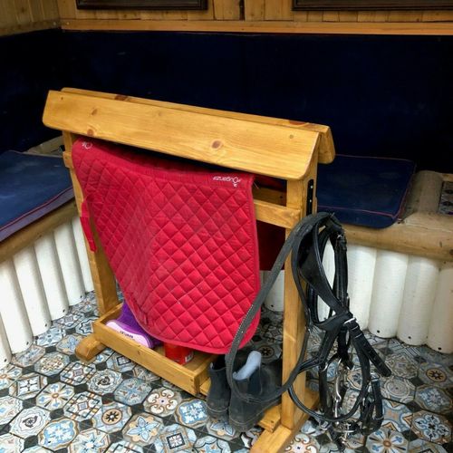 Wooden Saddle Rack stand Handmade multi use blanket drying rails,hooks,storage  — image 3