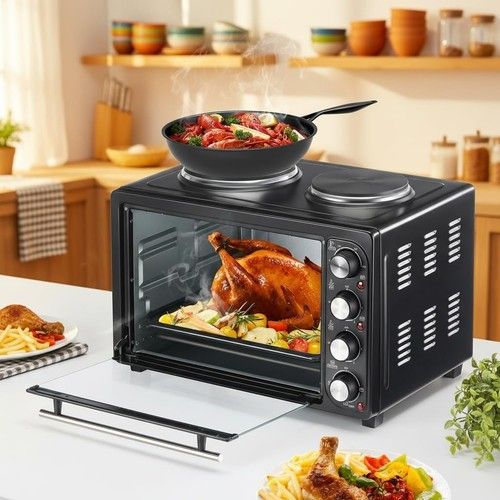 36L Mini Oven with Double Hotplate & Electric Grill Portable Table Top Cooker UK