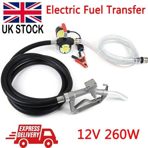 12V 260W Diesel Electric Fuel Transfer Pump Oil Dispenser with Nozzle Hoses Kits