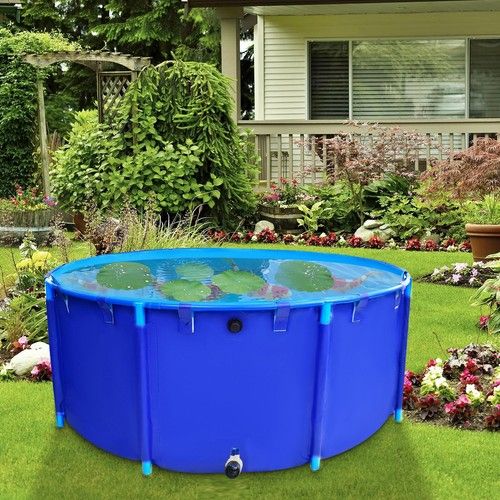 Above Ground Commercial Grade Round Heavy PVC Fish Ponds for Outside Blue