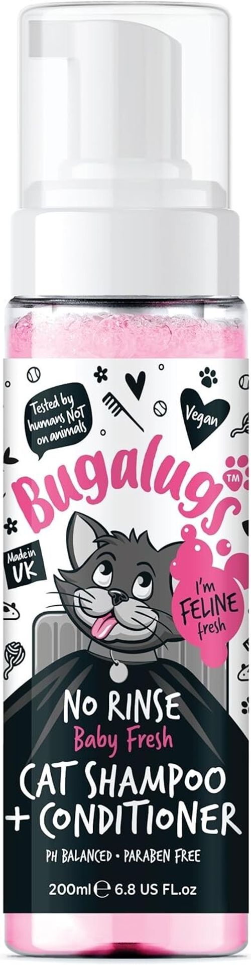 No Rinse Cat Shampoo & Conditioner 200ml Bugalugs Baby Fresh Fragrance Waterless — image 9