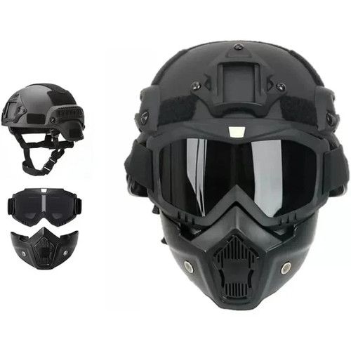 Military Tactical MICH Helmet ABS Full Face Airsoft Mask Goggles NVG Mount Gear