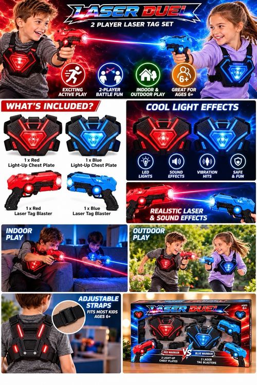 Laser Tag Quest Set 2 Blasters Light Up Chest Plates Childens Christmas Game 6+ — image 4