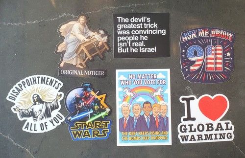 ANTI-WAR STICKERS(7)Jesus Christ 9/11 Military Industrial Complex Epstein PSYOP 