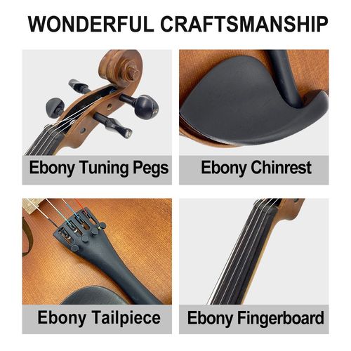 4 String Viola Full Size16inch Maple Wood Ebony Fittings with Viola Case and Bow — image 13