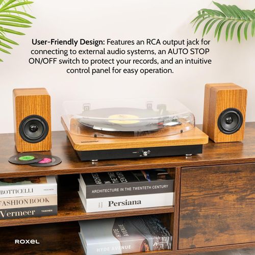 Roxel VRP-90 Turntable with Stereo Speakers,Vinyl Record Player with speaker — image 2
