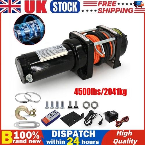 Heavy Duty Electric Winch 12V 4500lbs/2041kg Steel Rope Wireless Remote Controls
