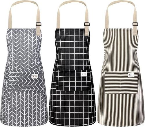 3 Pack Aprons With Pocket Butcher Crafts Baking Chefs Kitchen Cooking BBQ Plain — image 1