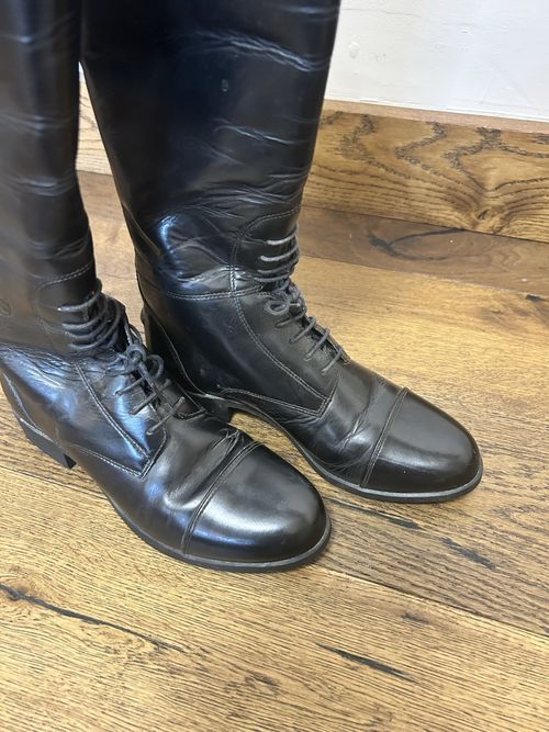 Ariat Long Leather Riding Boots Black Size 4.5 Excellent Condition Slim Leg — image 2