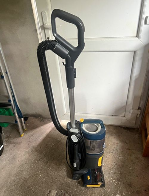 Hoover Upright Bagless Corded Vacuum Cleaner with Hose, Cord Rewind Blue