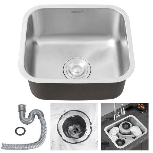 Undermount Stainless Steel Kitchen Sink Single Bowl 410x360x205mm Small Sinks UK