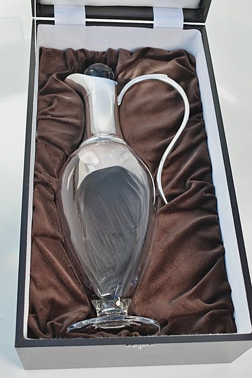 Sterling Silver & Crystal Claret Jug By Mappin & Webb, Original Box,Unused 1064g — image 12