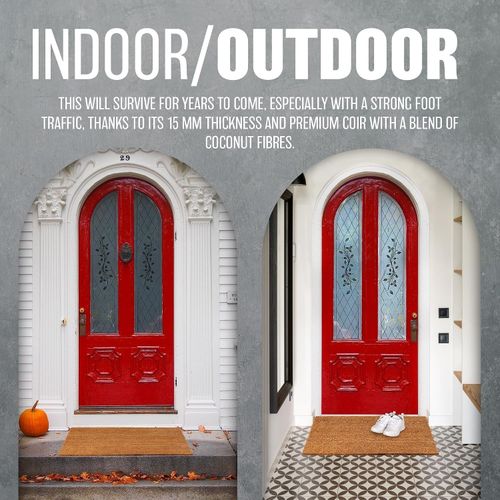 HEAVY DUTY NON SLIP OUTDOOR DOOR MAT HOME PORCH RUBBER NATURAL COCO 40CM X 60CM — image 24