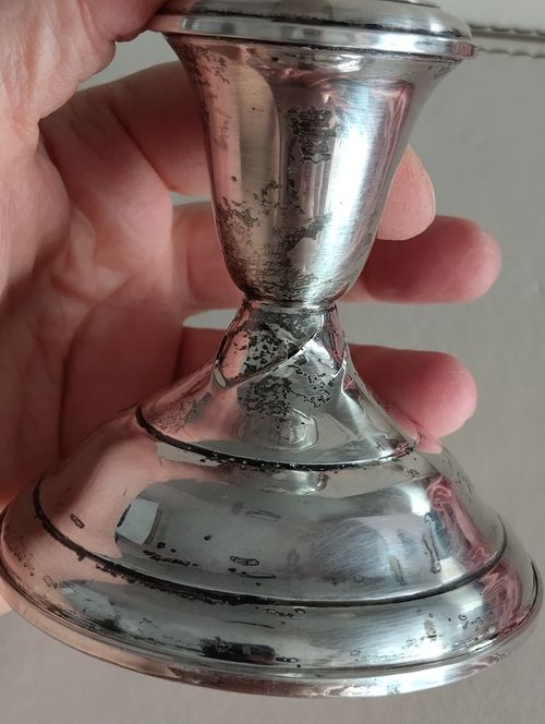 Reed & Barton Sterling Weighted Reinforced Candle Holder Tarnished Damaged Scrap — image 6