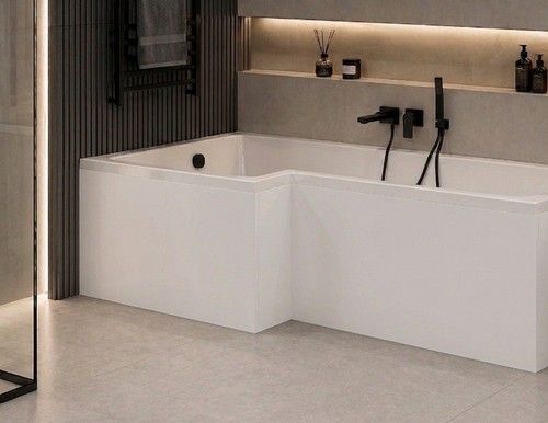 Bath Side Panel L Shaped Straight  PVC Bathroom End Bath tub White Grey Silver
