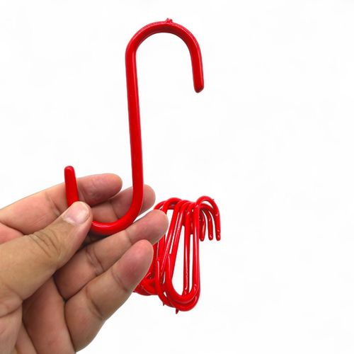 Pack of 10 Red PVC Coated Heavy Duty S Hooks – 12cm Hanging Hooks — image 2