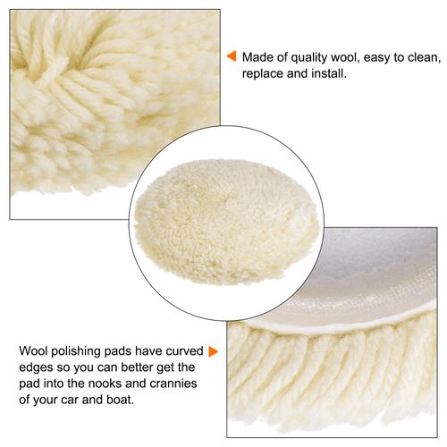 Wool Polishing Pads 7 inch Wool Buffing Pad with Hook and Loop Back — image 4