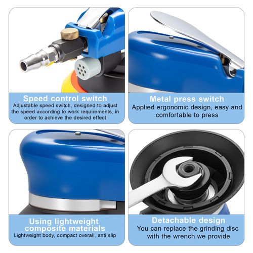 6" Air Random Orbital Sander 150mm Dual Action Pneumatic Air Powered Palm Sander — image 4