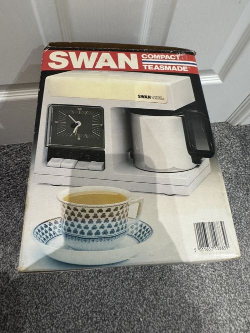 Vintage Swan Compact Teasmade With Alarm Clock Tea Maker Original Box need plug — image 7