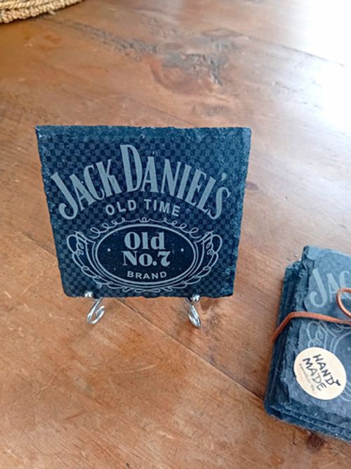 Jack Daniels Old No. 7 Brand Slate Coasters Set for Whiskey Drinks