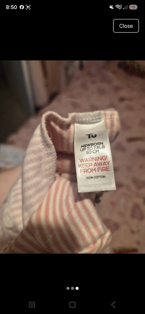 Newborn Pink Striped Bear Sleepsuit Daddy's Bestie Worn Once — image 3