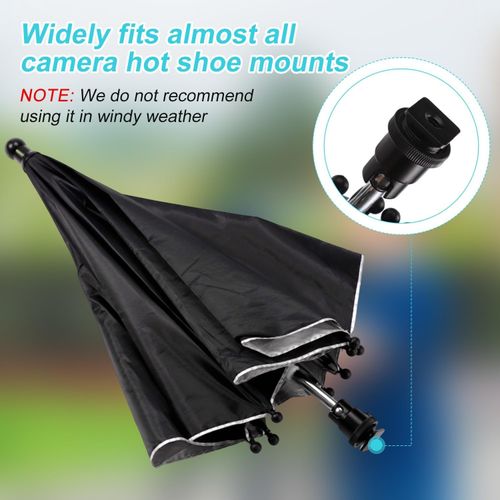 Camera Hot Shoe Umbrella, Waterproof Camera Umbrella DSLR Camera Sunshade Rain C — image 3