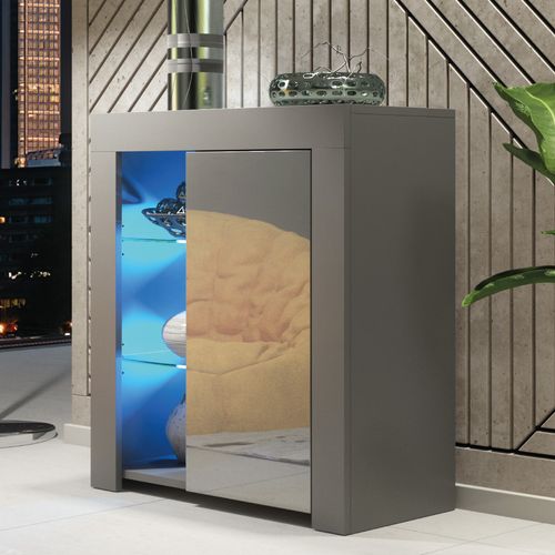 Sideboard TV Unit 75cm Modern Cabinet TV Stand High Gloss Doors With Free LED — image 4