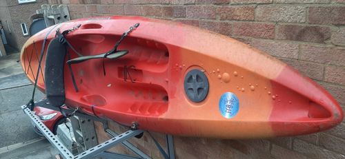 Perception Scooter Kayak Sit-On Top with Paddle and Seat. Orange And Red — image 2