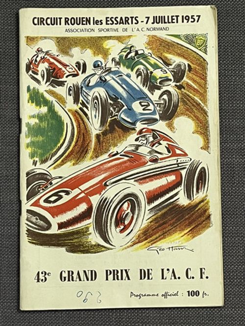 Original FRENCH GRAND PRIX ROUEN 7 JULY 1957 F1 Official Programme & Ticket Rare
