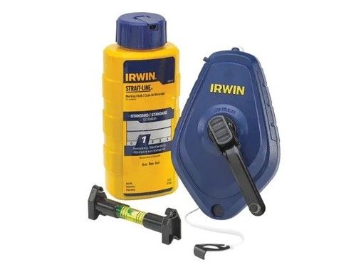 Irwin Strait-Line 30m (100FT) Chalk Line Reel, Line Level + Chalk Refill 64494LP