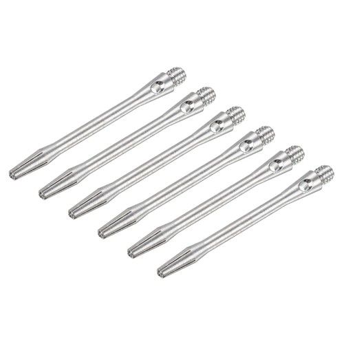6 Pack 48mm Dart Shafts Medium 2BA Thread Aluminum Dart Stems Silver Tone